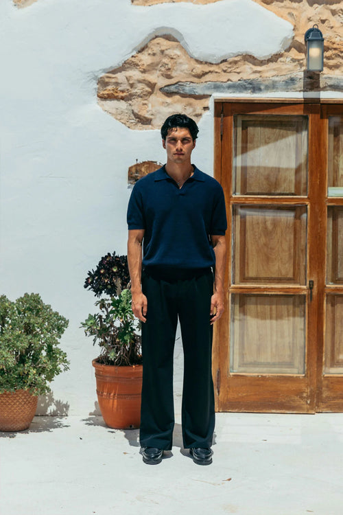 Knitted Navy Polo