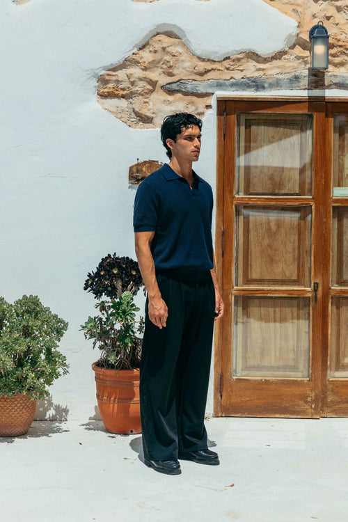 Knitted Navy Polo