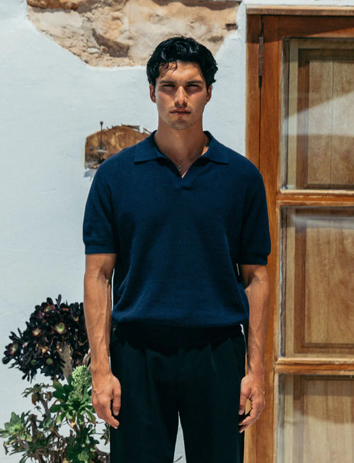 Knitted Navy Polo